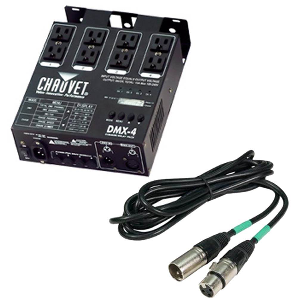 CHAUVET DJ 4 Channel DJ Controller + DJ 25 Foot Male to Female Lighting Cable