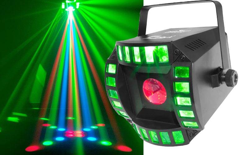 Chauvet Derby X LED RGB DMX 512 Strobe Light + Cubix LED RGB Centerpiece Light