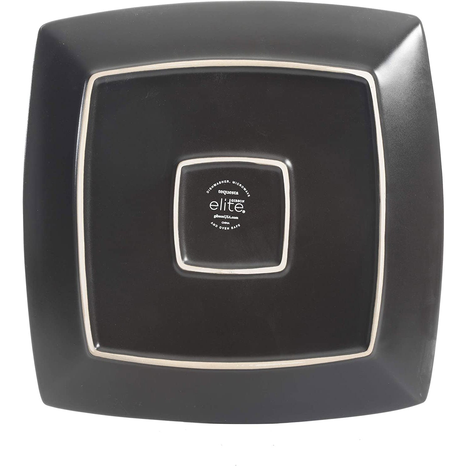 Gibson Elite 16 Piece Glazed Square Dinnerware Set with Plates, Bowls, and Mugs - VMInnovations