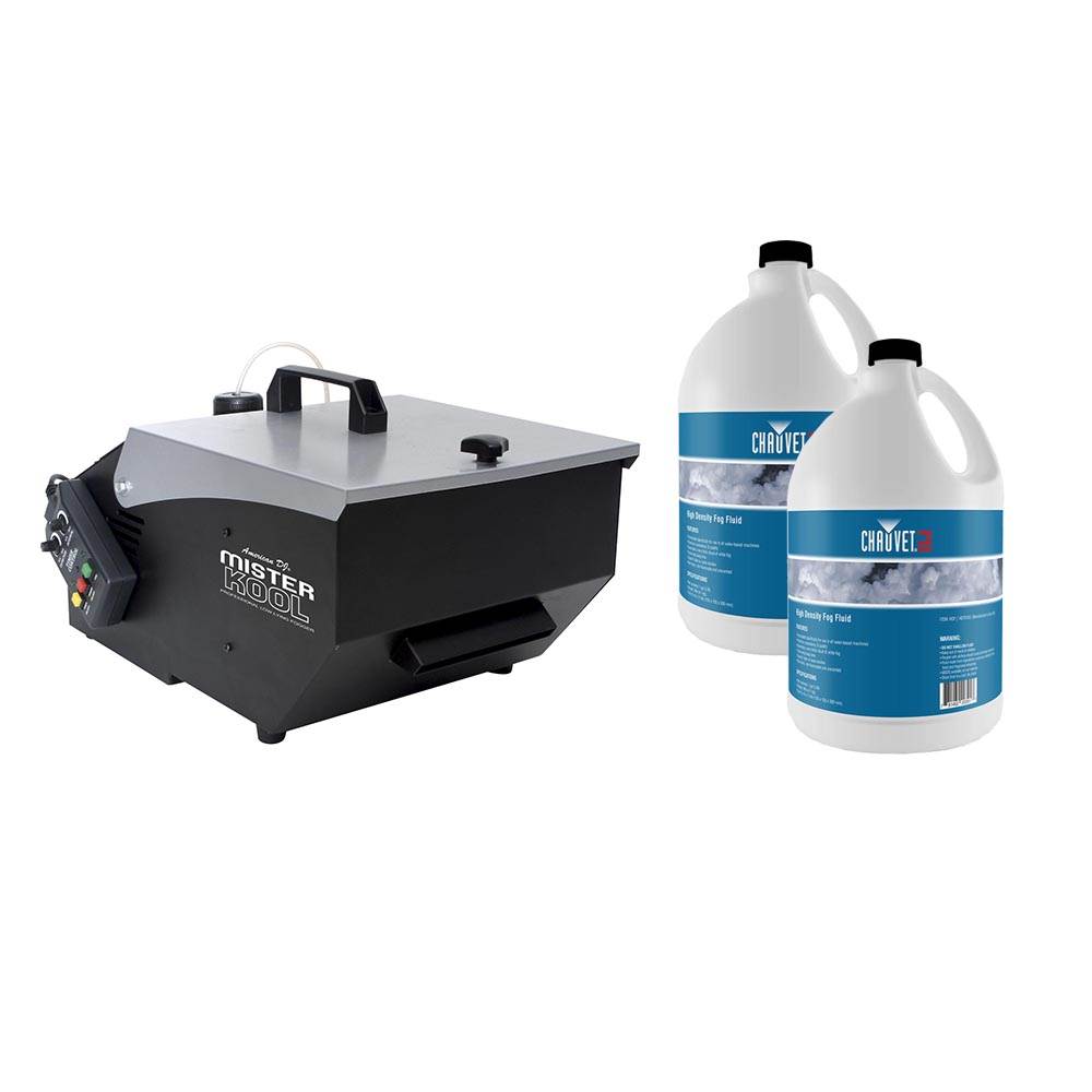ADJ Smoke Fog Machine w/ Remote + High Density Fog Fluid, 1 Gallon (2 Pack)