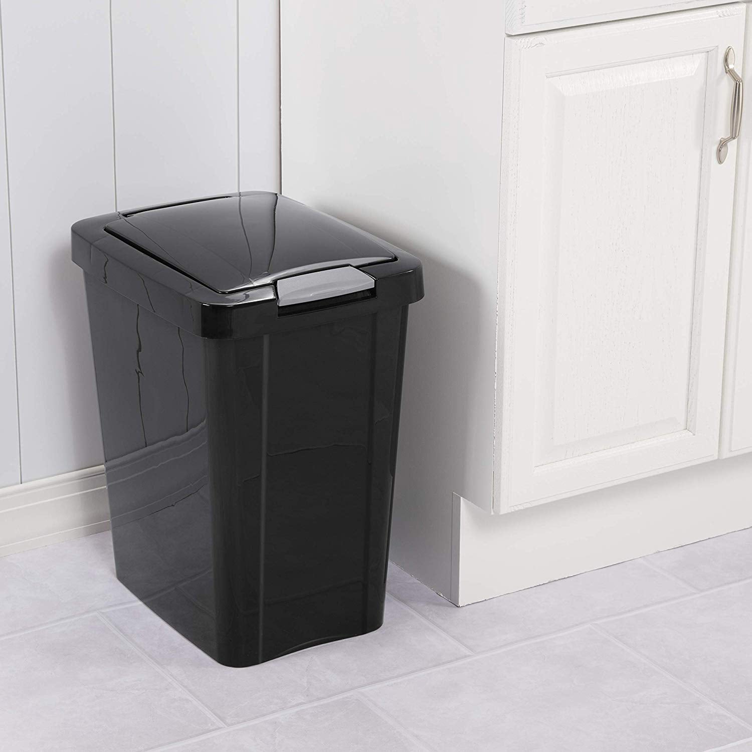 Sterilite 7.5 Gallon TouchTop Wastebasket with Titanium Latch, Black (16 Pack)