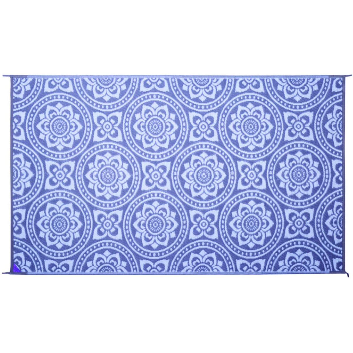 Reversible Mats 8 x 5 Foot Polypropylene Pattern Patio Mat, Blue/White(Open Box)