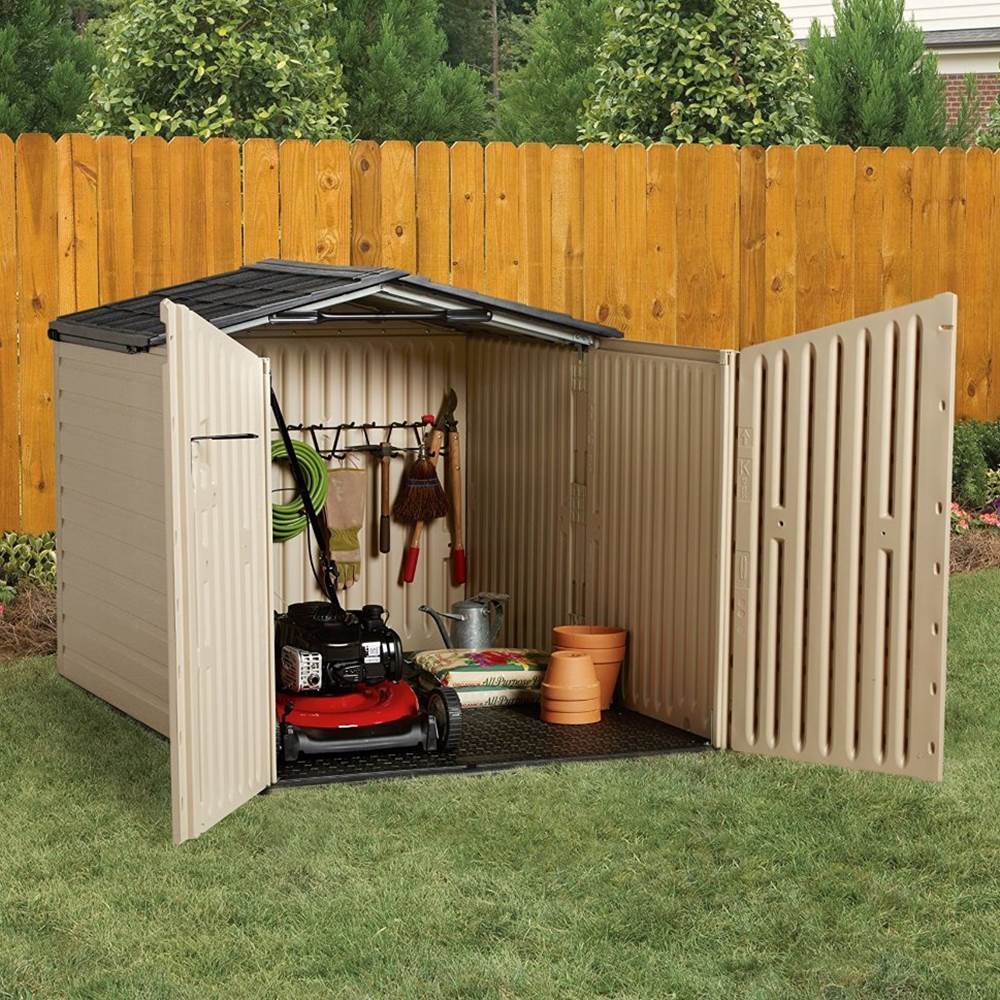 Rubbermaid 96 Cubic Feet Low-Profile Slide Lid Outdoor Storage Shed | 1800005 - VMInnovations