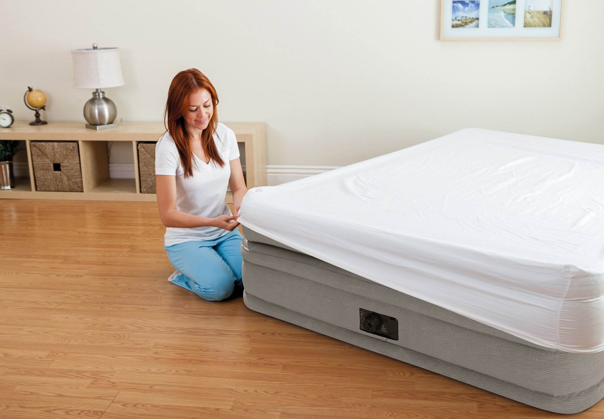 Intex Inflatable Prime Comfort Queen Airbed with Built-In Pump (Open Box)