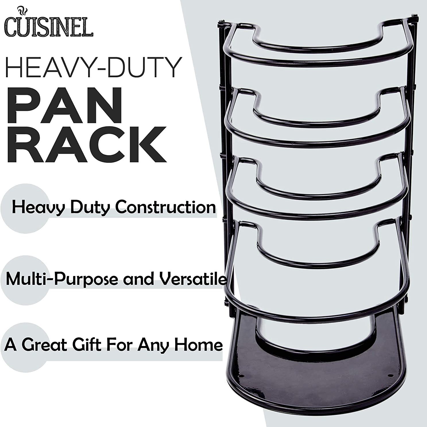Cuisinel 12.2 In Heavy Duty Extra Large 5 Pan & Pot Organizer 5 Tier Rack, Black