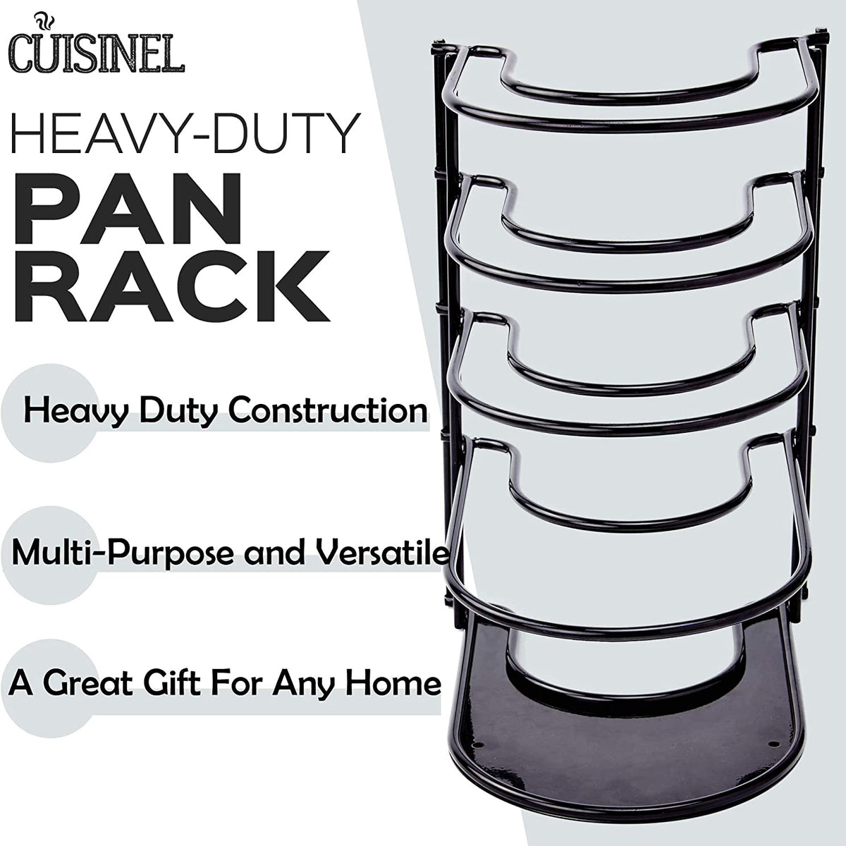 Cuisinel 12.2 In Heavy Duty Extra Large 5 Pan & Pot Organizer 5 Tier Rack, Black