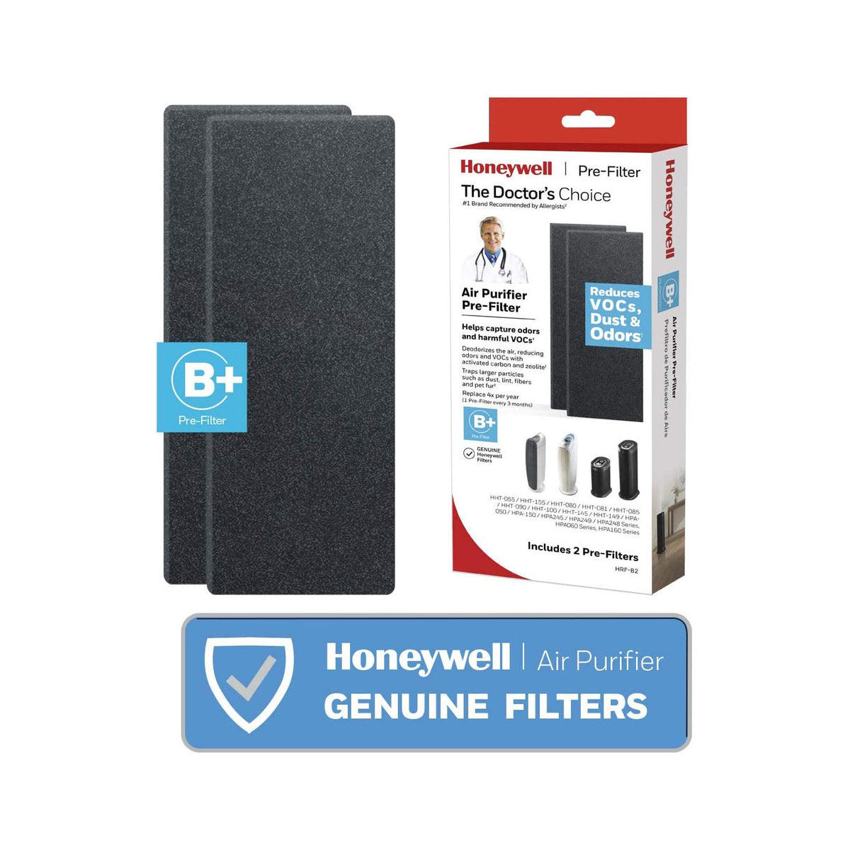 Honeywell Filter H HEPA Air Filter and Filter B Home Pre Filter 2 Pack