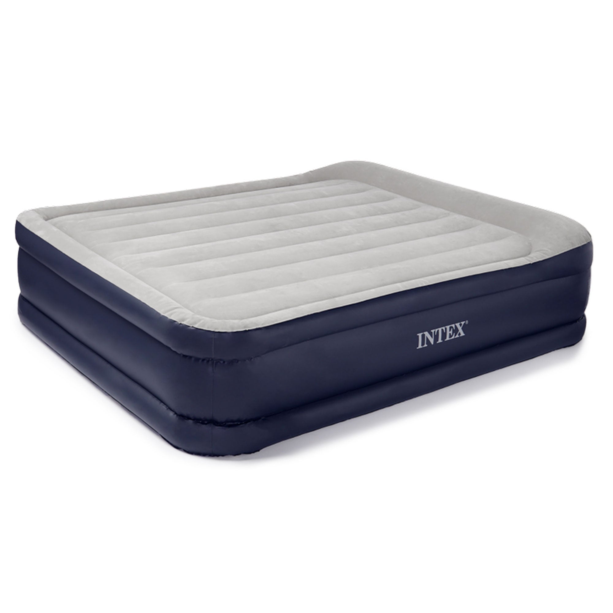 Intex Deluxe Pillow Rest Queen Raised Built-In Pump Fiber-Tech Airbed (Open Box)