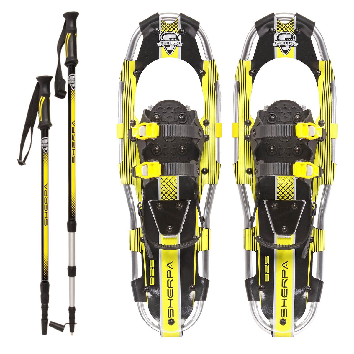 Yukon Charlie's Sherpa Series Snowshoe 8 x 25 Inches, Yellow/ Black | (Open Box)