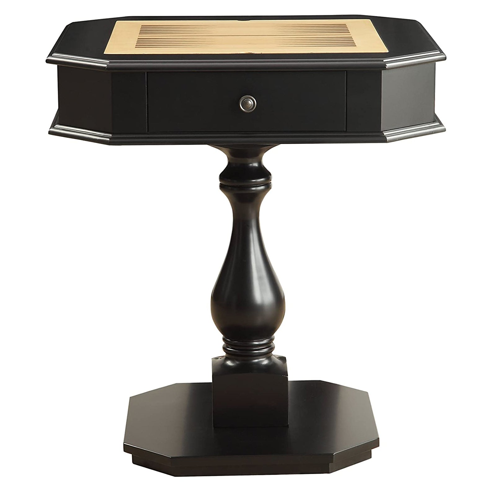 ACME Square Wooden Bishop Side Game Table w/ Reversible Game Board (Damaged)