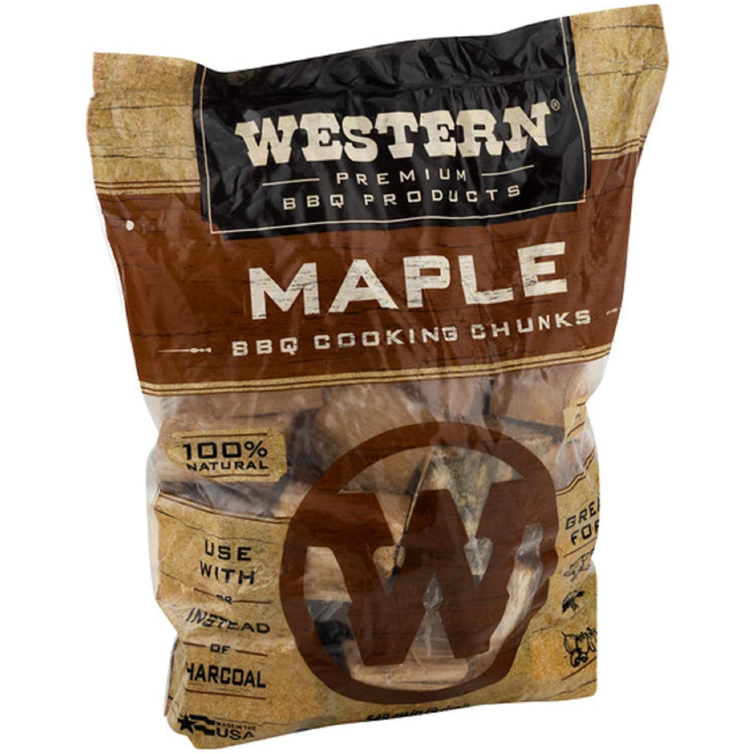 Western BBQ Maple Barbecue Flavor Wood Cooking Chunks for Grilling (4-Pack) - VMInnovations
