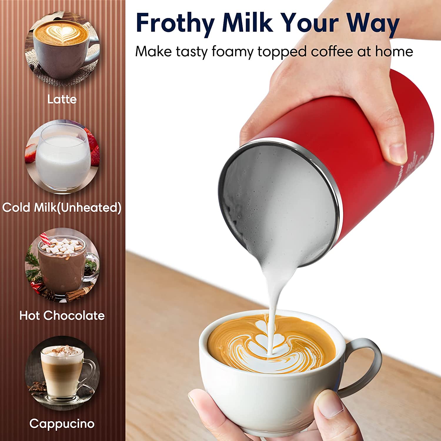 Single Serve Coffee Maker Cappuccino Machine w/ Milk Frother, Red (For Parts) - VMInnovations