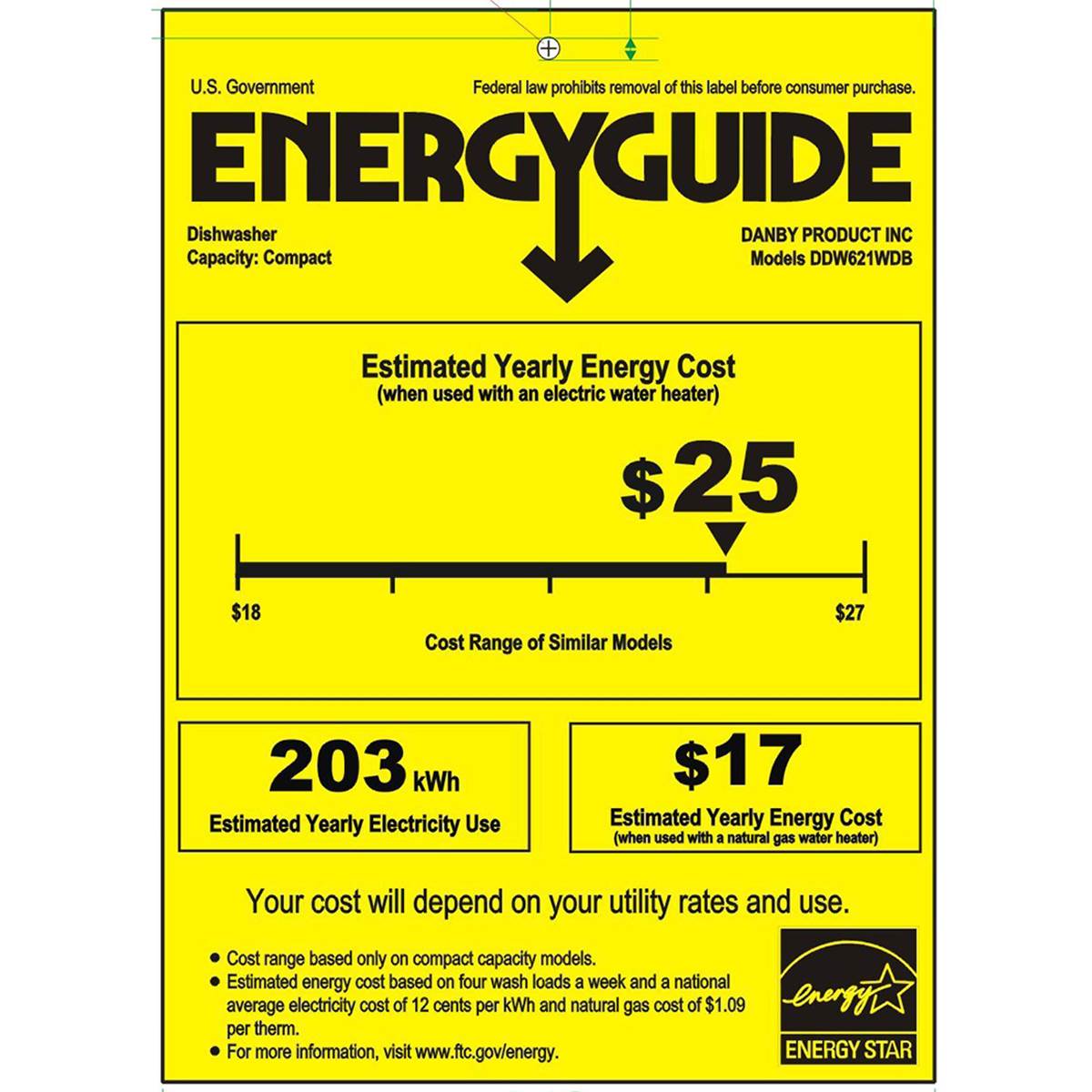Danby 6 Place Setting Energy Star LED Countertop Dishwasher, White | DDW621WDB