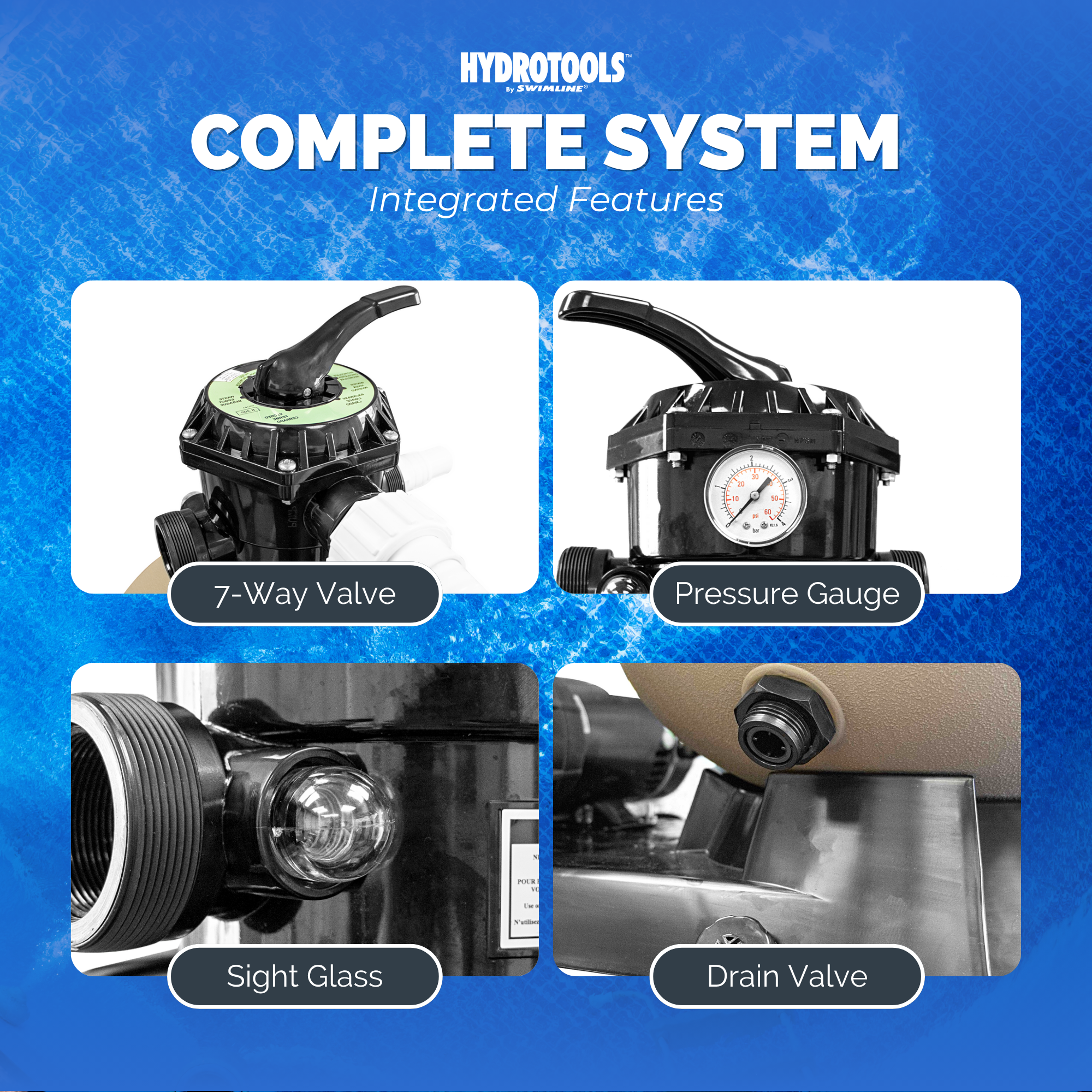 HYDROTOOLS by Swimline 19" Sand Filter Combo w/ Stand, 4500 GPH, 175lb Capacity