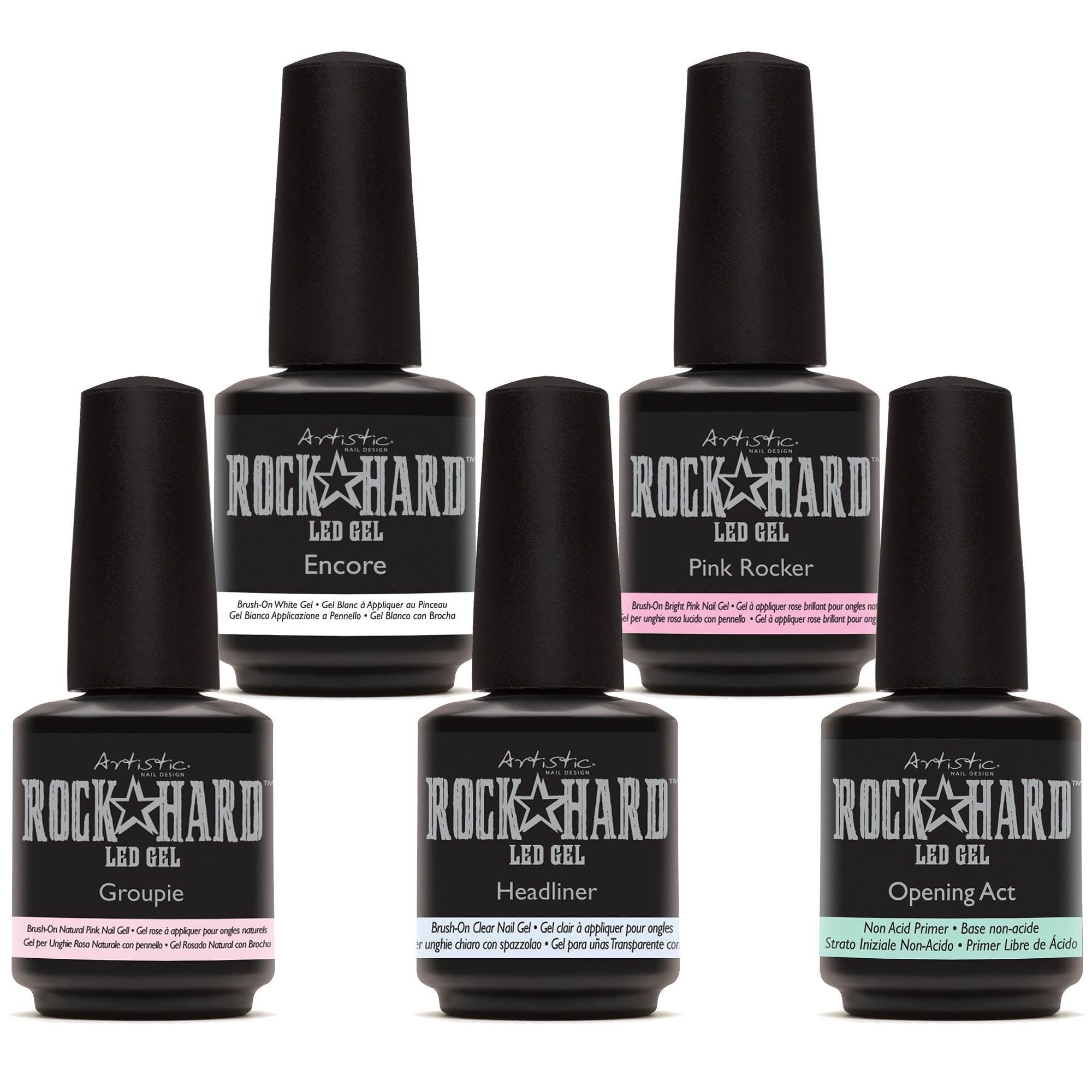 Artistic Rock Hard Gel Starter Kit with 8 Gels Oval Brush & Nail Forms(Open Box)
