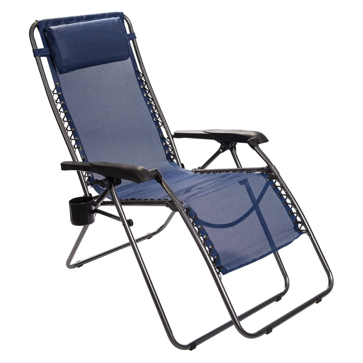 Timber Ridge Zero Gravity Locking Outdoor Patio Recliner Lounge Chair, Blue - VMInnovations