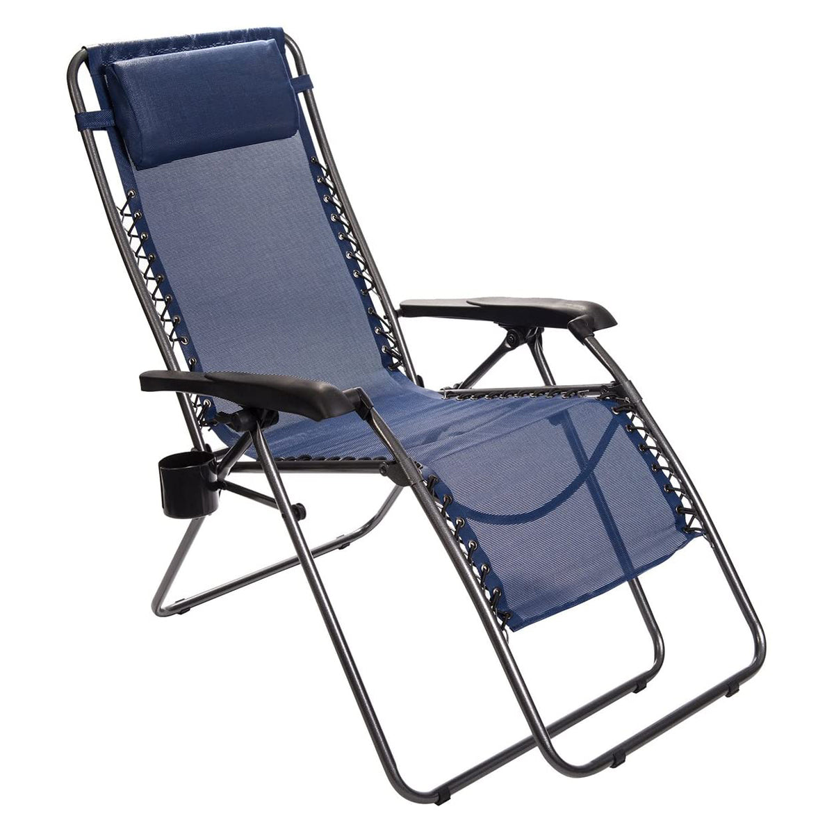 Timber Ridge Zero Gravity Locking Outdoor Recliner Lounge Chair, Blue (2 Pack)