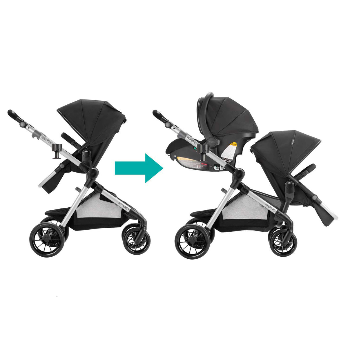 Evenflo 13812255 Pivot Xpand Infant Toddler Baby Modular Stroller, Stallion (Refurbished)