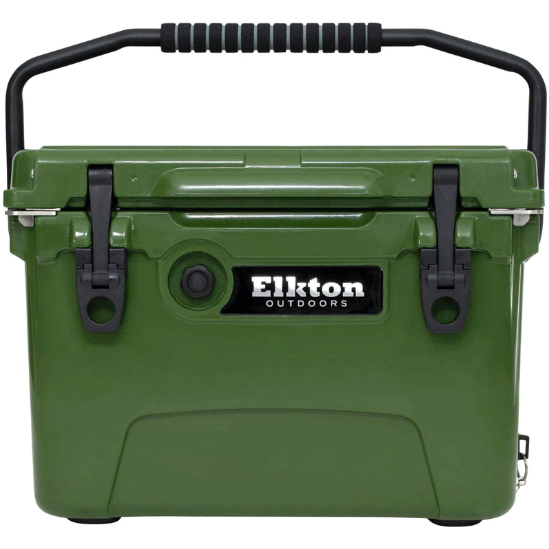 Elkton Outdoors Heavy Duty Portable 20 Quart Roto Molded Insulated Cooler, Green