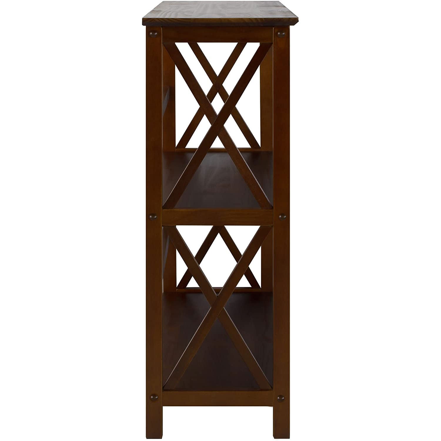 Casual Home Soild Wood Montego X Design Style 3 Shelf Bookcase Walnut (Open Box)