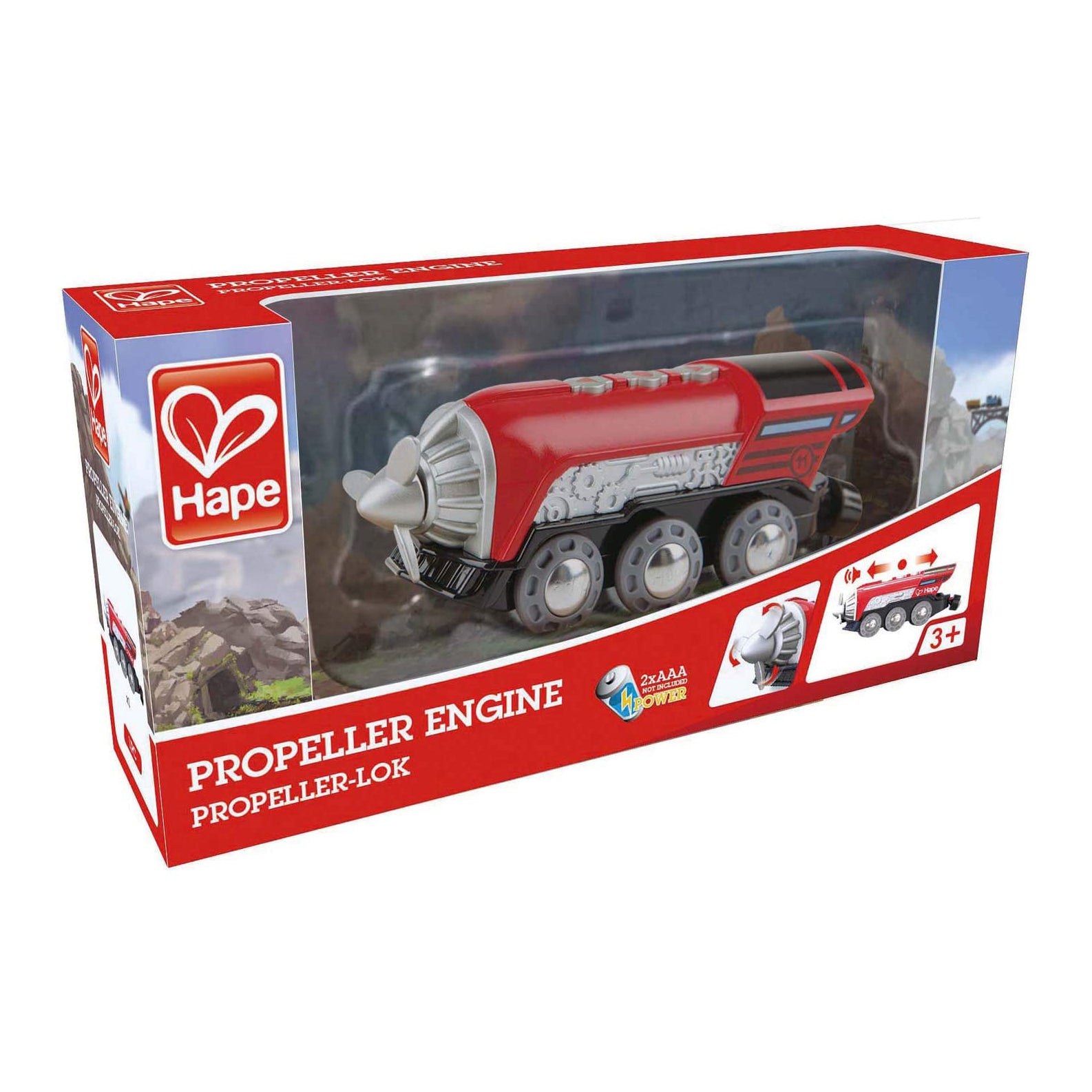 Hape Kids Wooden Magnetic Railway Rotating Propeller Steam Engine Train Toy, Red - VMInnovations