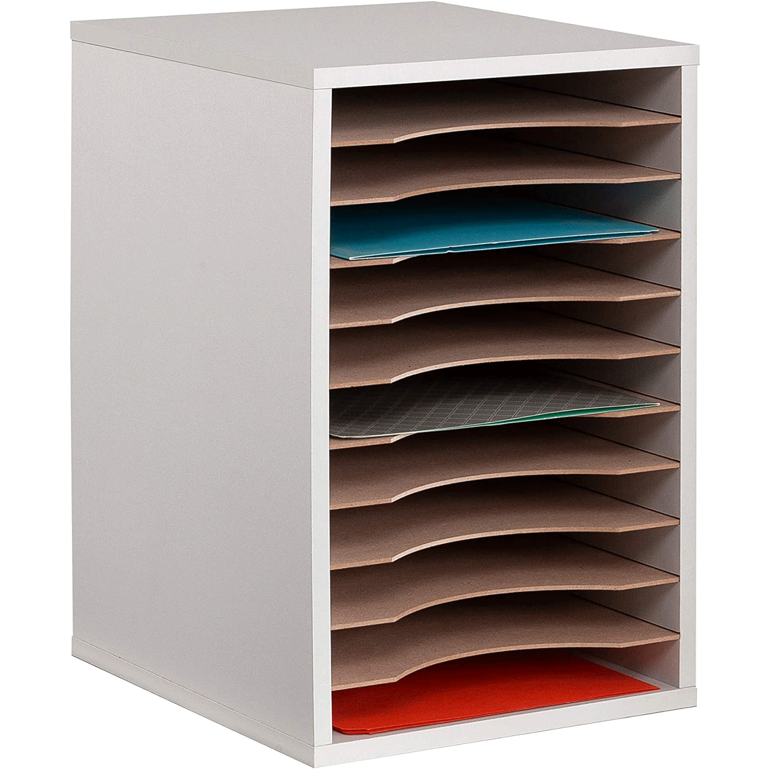 Safco Products Vertical Desktop Sorter with 11 Storage Folder Compartments, Gray