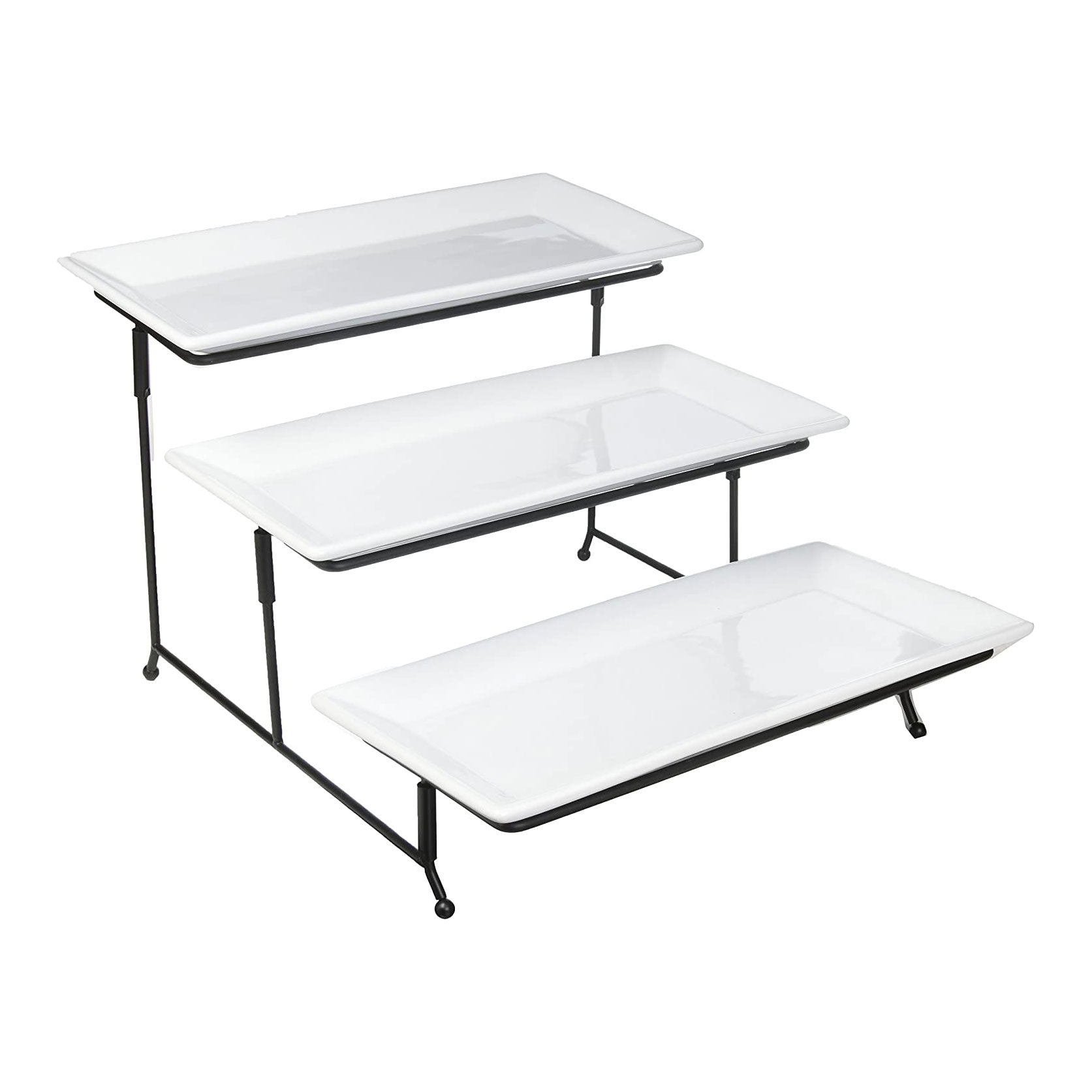 Gibson Elite Gracious Dining 3 Tier Serving Plate Set w/ Metal Stand (Open Box) - VMInnovations