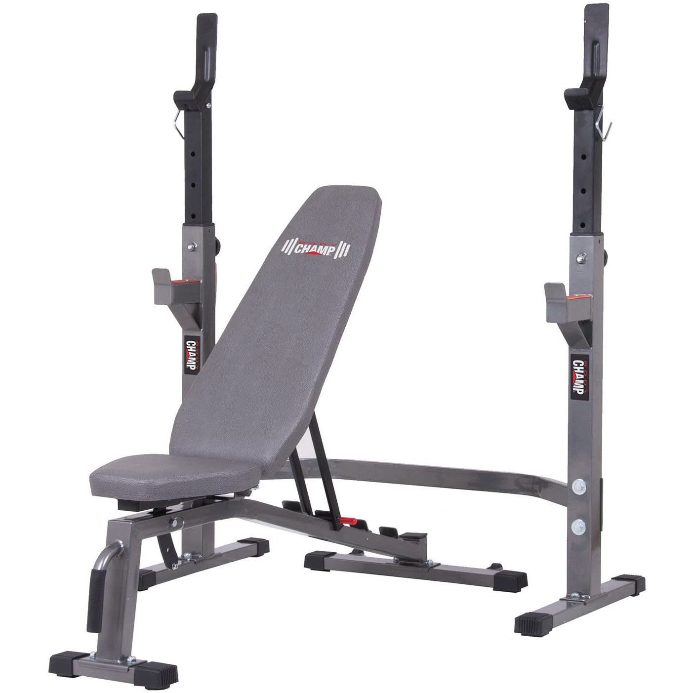 Body Champ Two Piece Set Olympic Weight Bench with Squat Rack, Gray (Open Box)