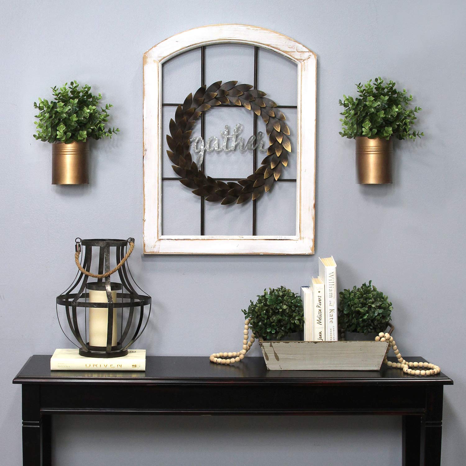 Stratton Home Decor Gather Bronze Wreath Window Wall Decor (Open Box) - VMInnovations