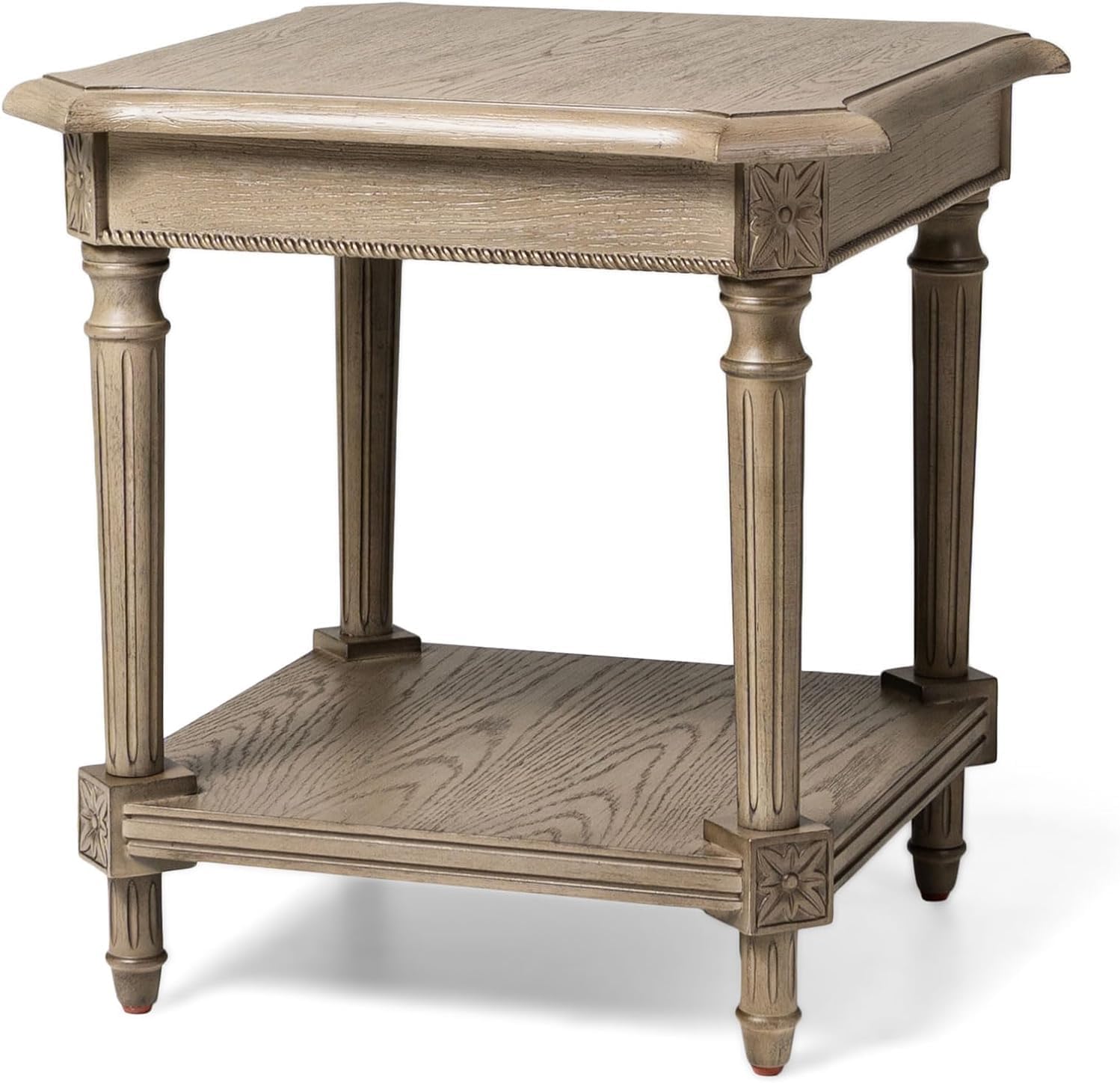 Maven Lane Pullman Square Wooden Side Table in Antiqued Grey Finish (Open Box) - VMInnovations