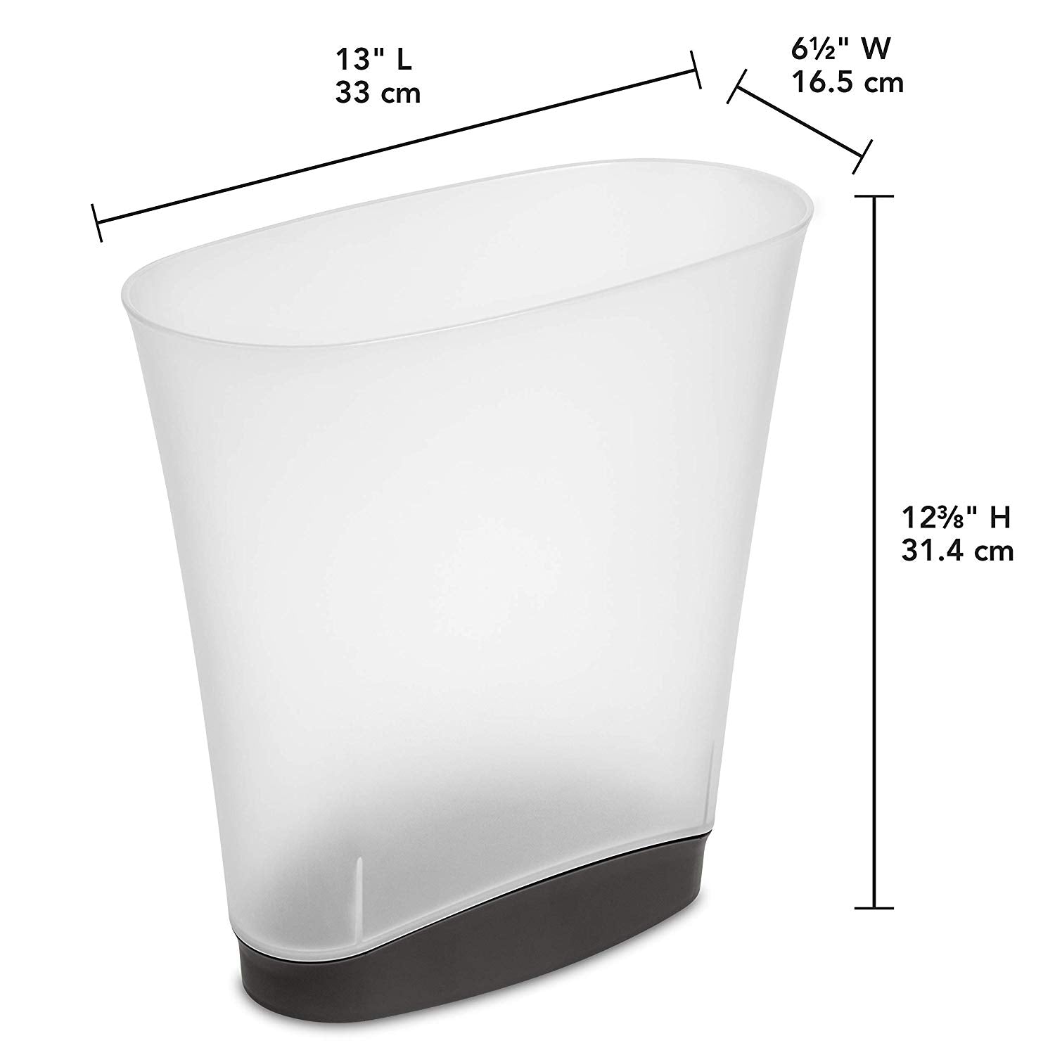 Sterilite 10303V06 2.4 Gallon Space-Saving Slim Portable Wastebasket, Clear/Gray