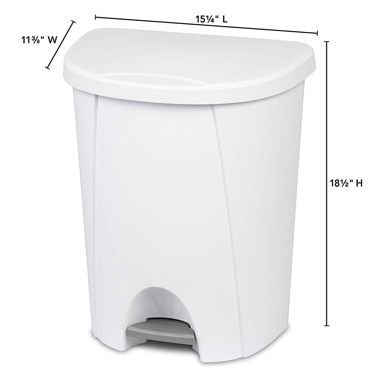 Sterilite 10948004 6.6 Gallon/25 Liter Portable Home StepOn Wastebasket, White