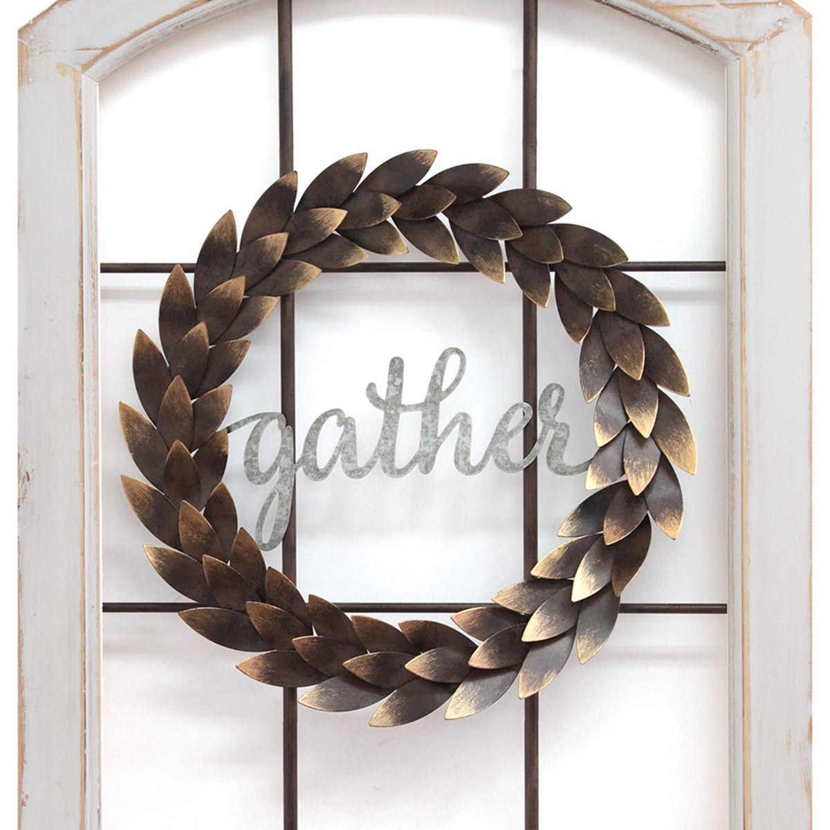 Stratton Home Decor Gather Bronze Wreath Window Wall Decor (Open Box)