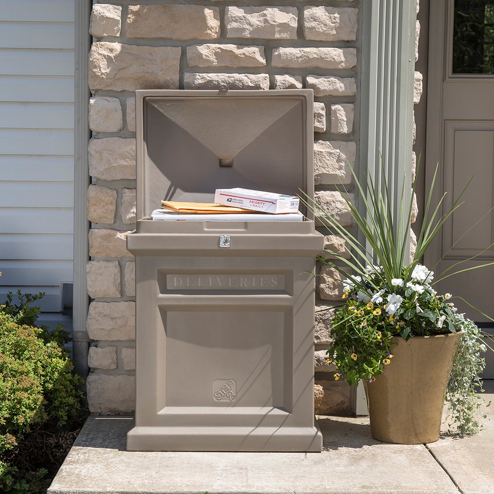 Step2 Deluxe Outdoor Mail Package Delivery Box Container, Rich Mocha (Open Box)