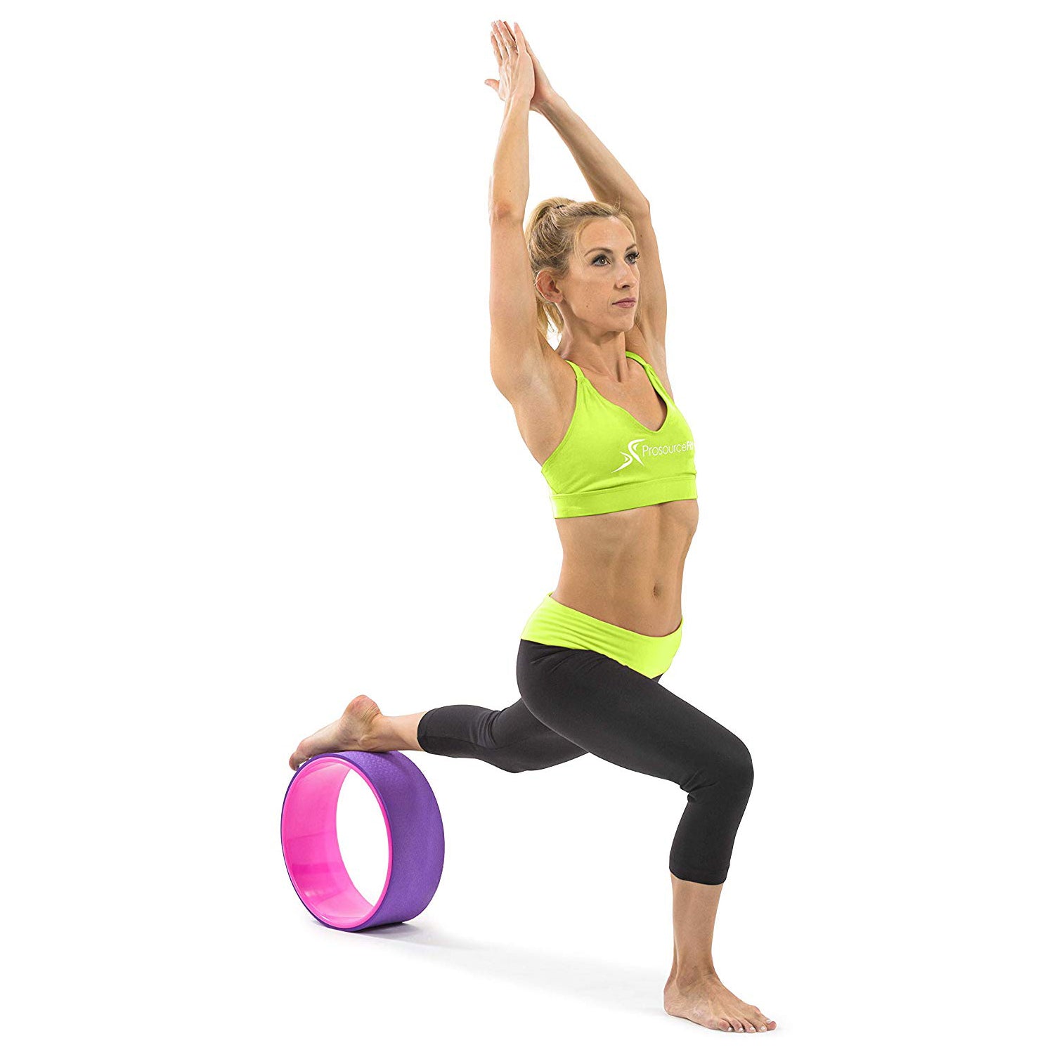 Prosource Fit 12 Inch Yoga Wheel Prop Fitness Equipment, Purple/Pink (Open Box) - VMInnovations