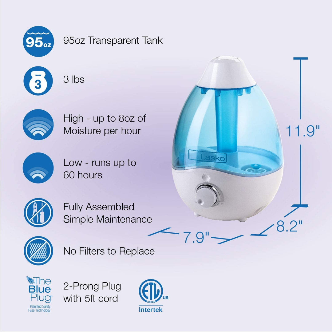 Lasko LKO-UH200 Ultrasonic 360 Degree Adjustable Nozzle Cool Mist Humidifier - VMInnovations