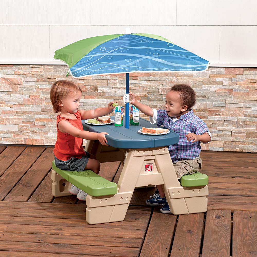 Step2 Sit and Play Snap Together Toddler Picnic Table with Umbrella (Open Box)