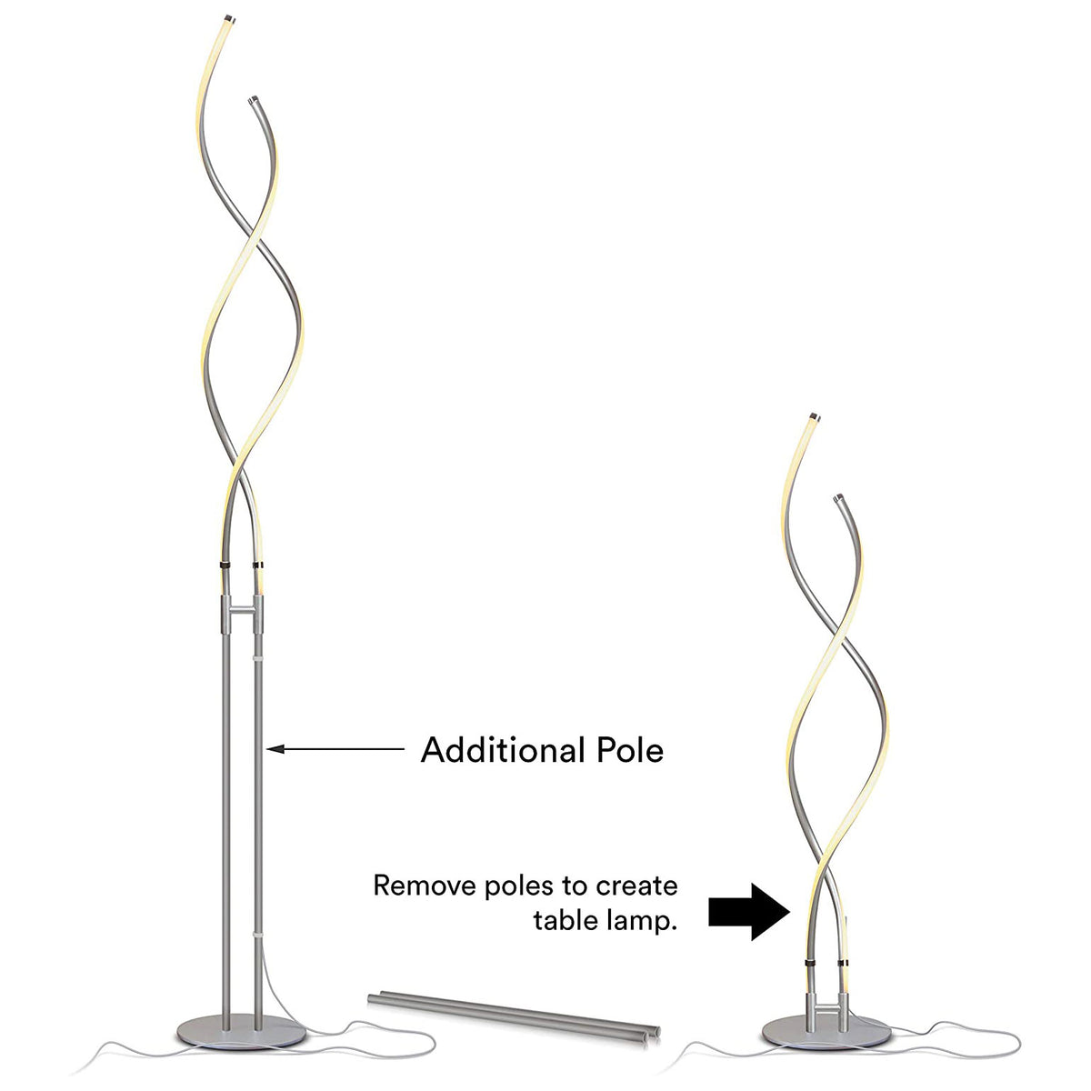 Brightech Embrace LED Spiral Bright Standing Floor Lamp, Silver (For Parts)