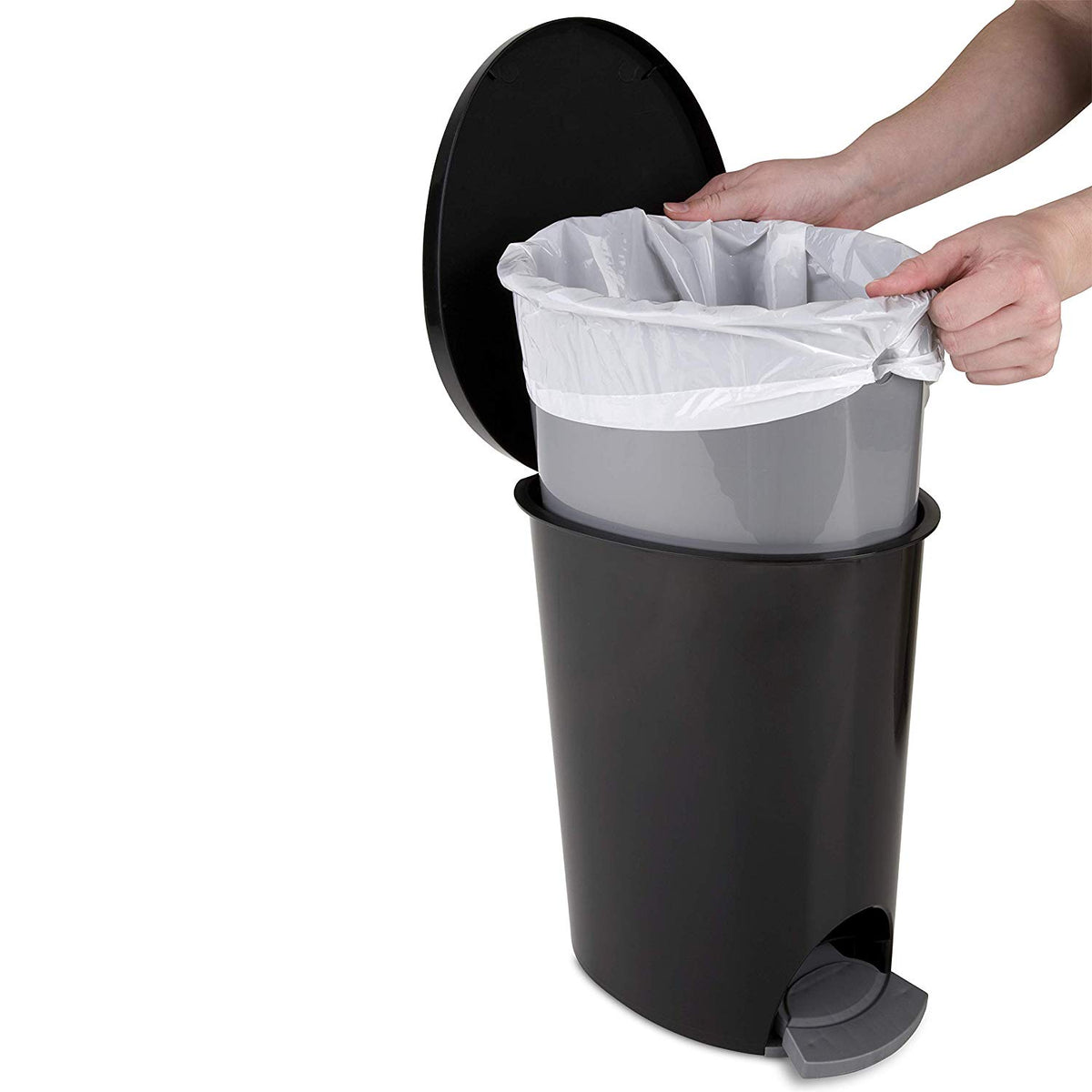 Sterilite 10819002 2.6 Gallon Ultra StepOn Wastebasket w/ Titanium Pedal & Liner