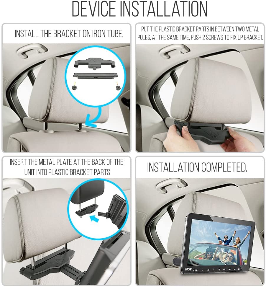 Pyle Portable 9.4" Car Headrest DVD TV Player with Wireless Headphones (2 Pack) - VMInnovations