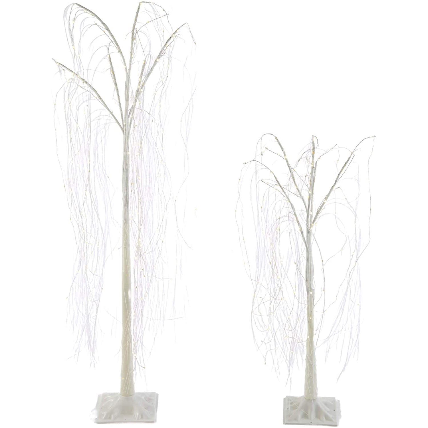 Noma Pre Lit LED Light Up Willow Tree Holiday Lawn Decoration, 2 Pack (Used)