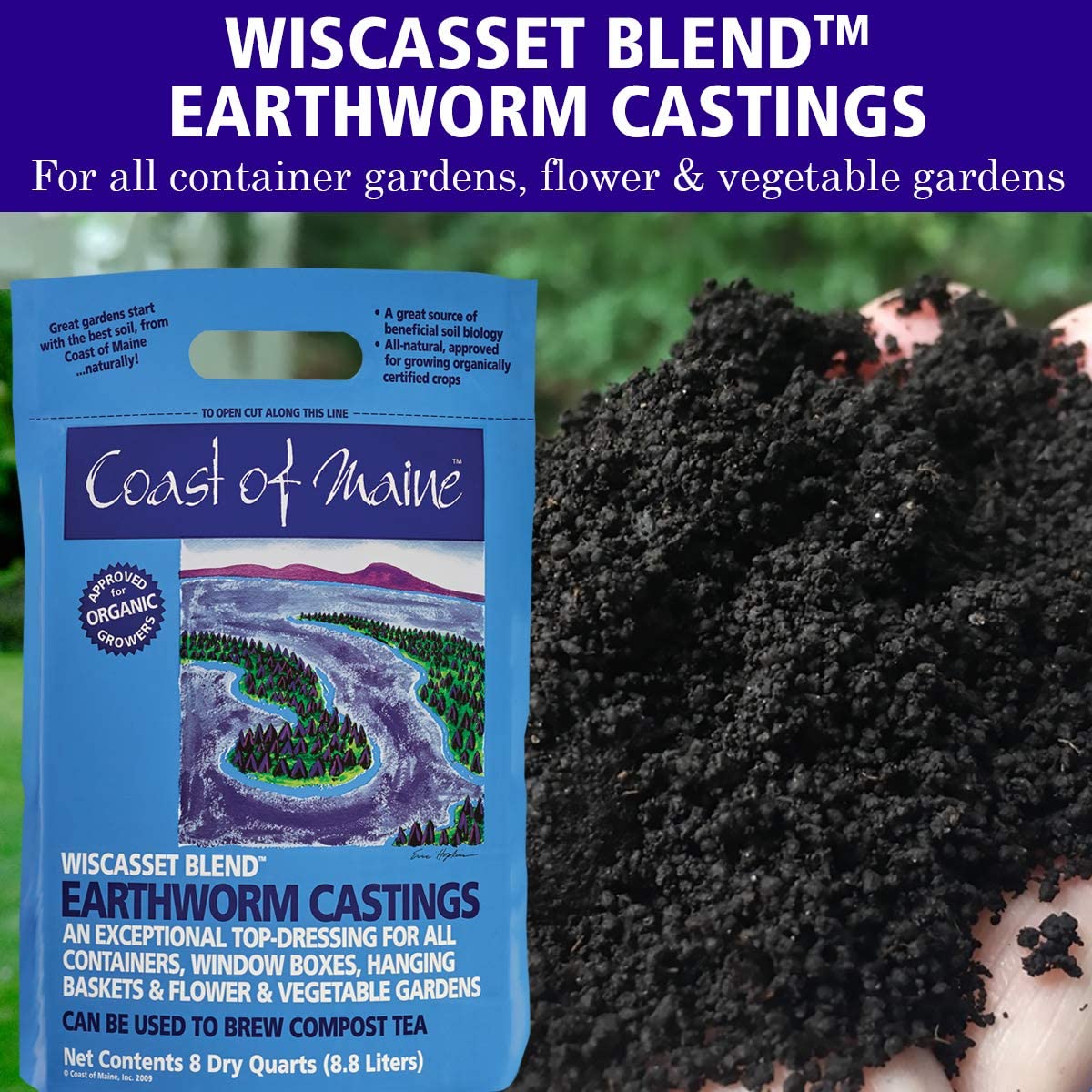 Coast of Maine Wiscasset Blend Earthworm Potting Soil, 8 Quart Bag (8 Pack) - VMInnovations