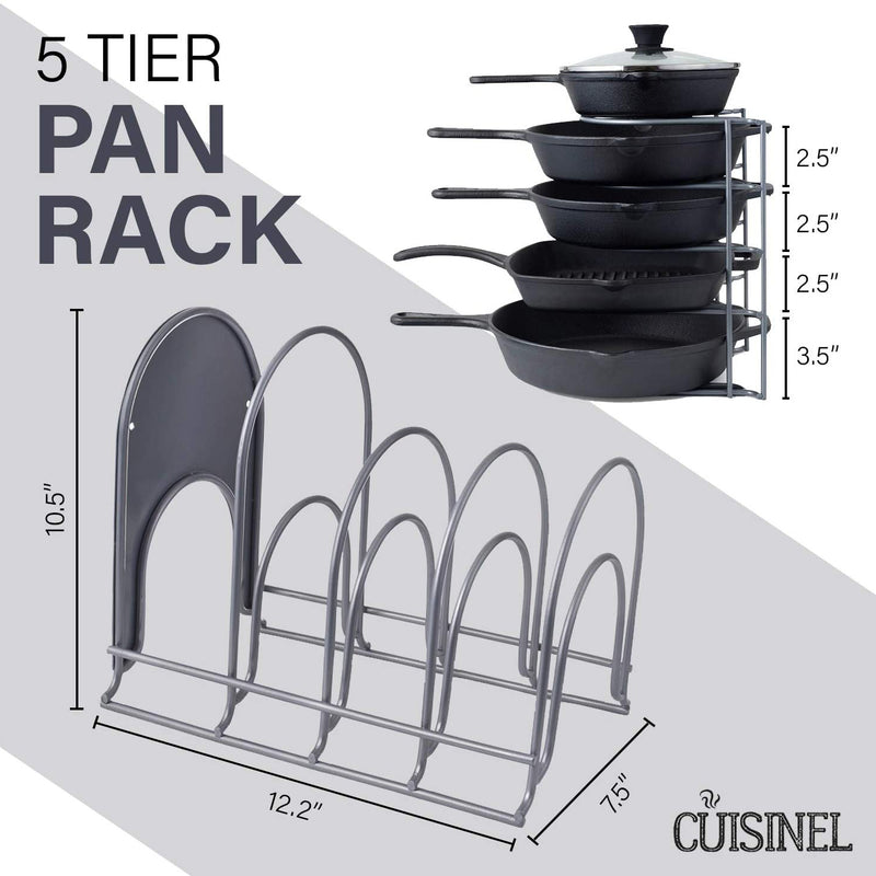 Cuisinel 12.2 In Large 5 Pan & Pot Organizer 5 Tier Rack, Gray(Open Box)(2 Pack)