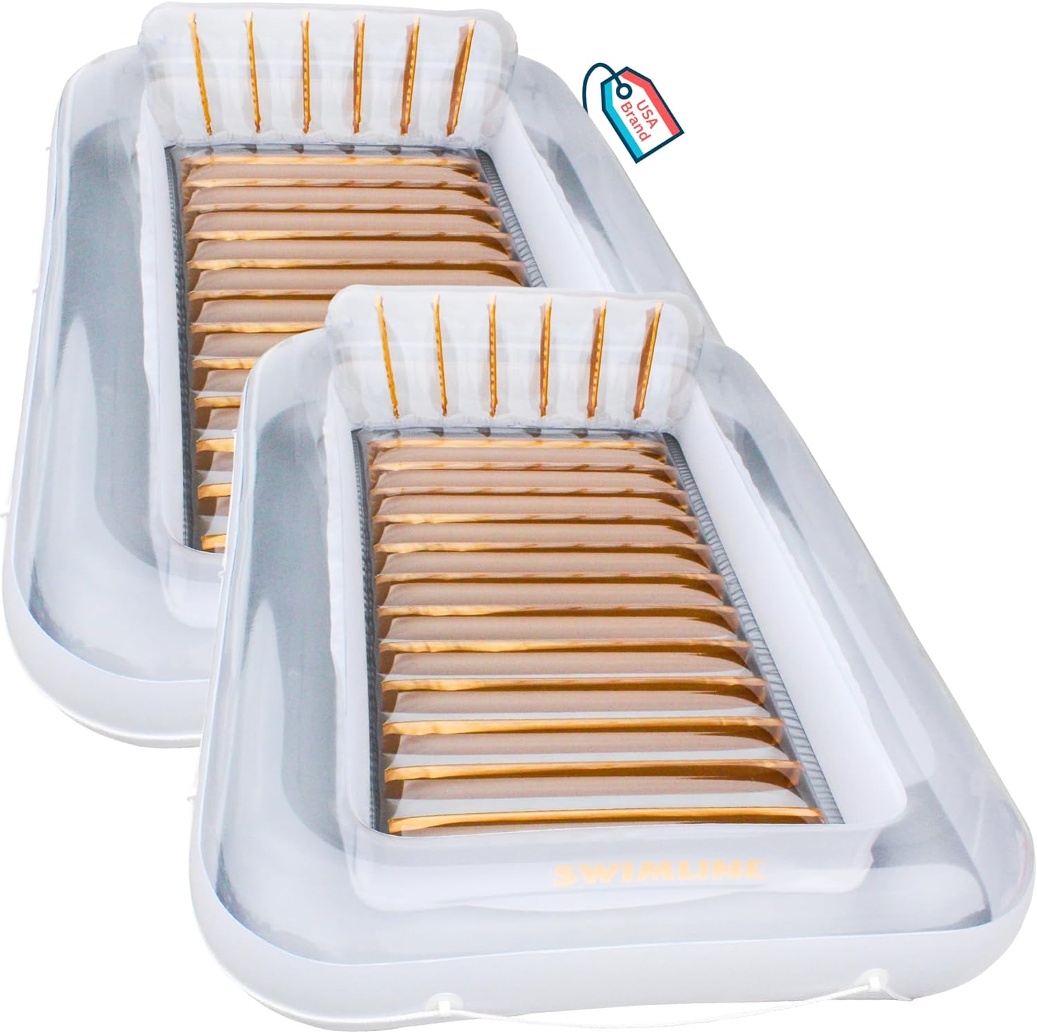 Swimline Luxe Edition Inflatable Suntan Floating Pool Lounger, White, (2 Pack) - VMInnovations