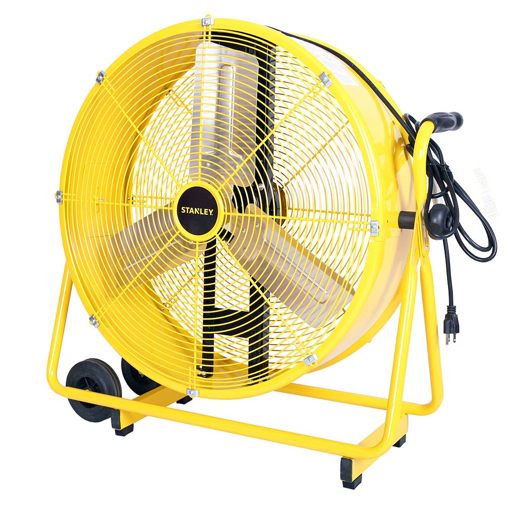 Stanley Direct Drive Industrial Steel Cradle Drum Fan 24 Inch, Yellow (Open Box)