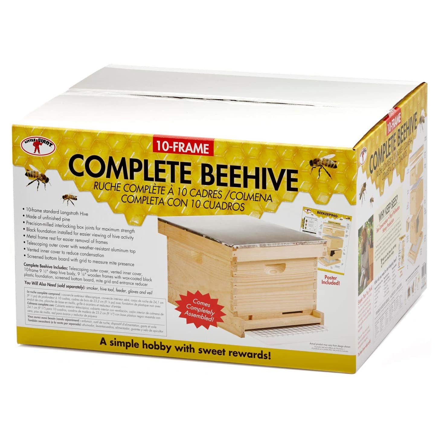 Little Giant 10-Frame Deluxe Assembled Backyard Pine Beekeeping Hive (Used) - VMInnovations