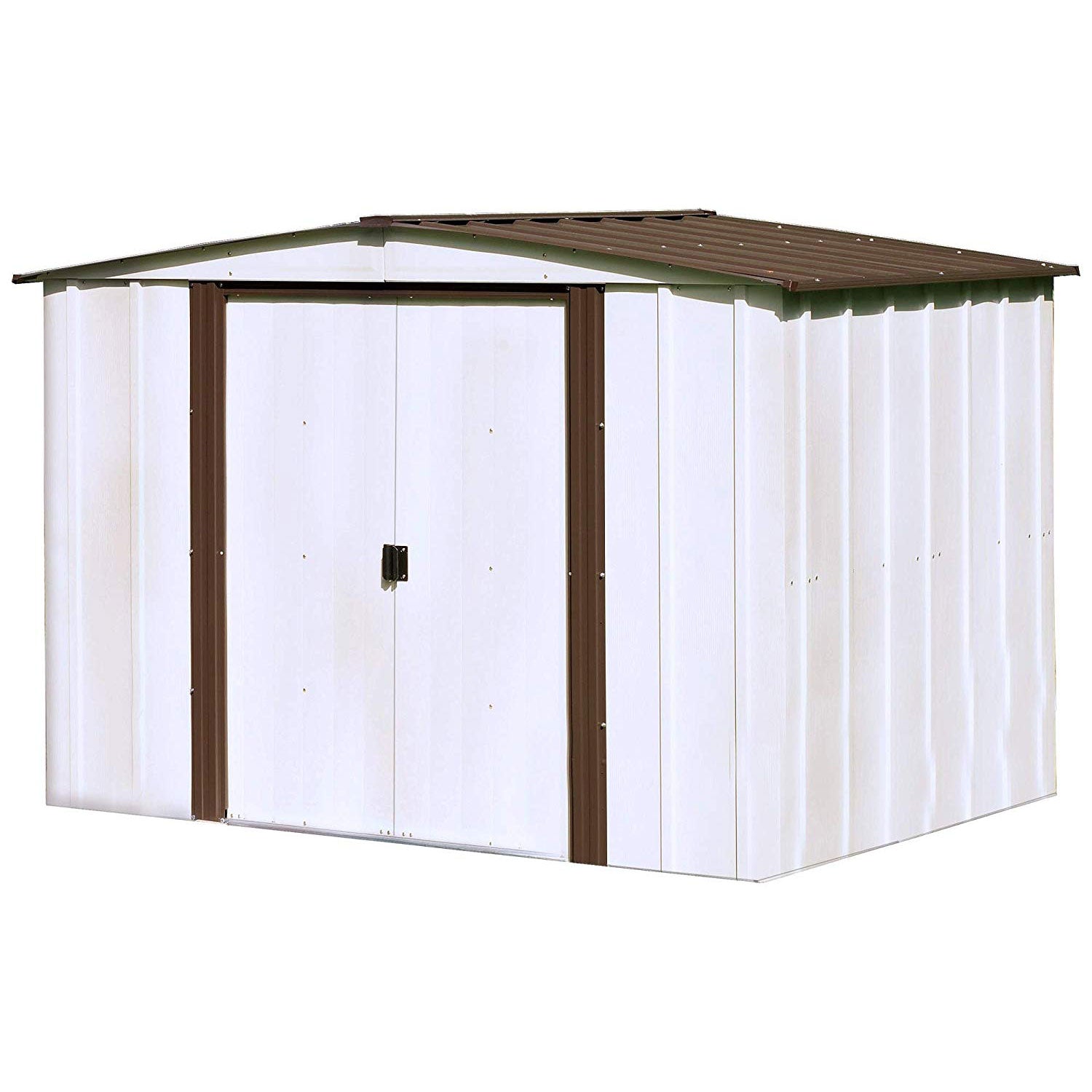 Arrow Newburgh 8 x 6 Foot Steel Backyard Outdoor Garden Storage Shed, White