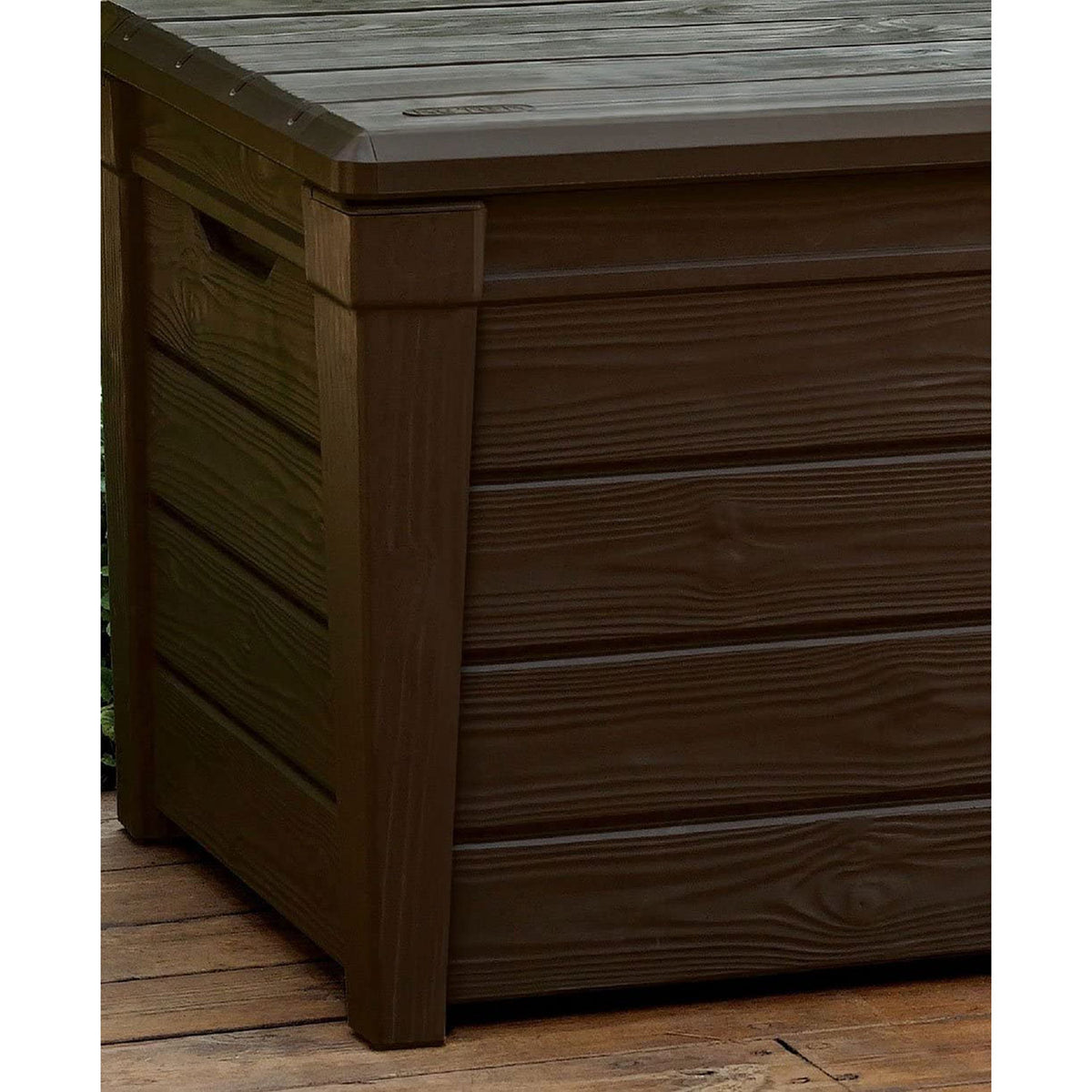 Keter Brightwood 120gal Weatherproof Resin Patio Deck Storage Box Bench, Brown - VMInnovations
