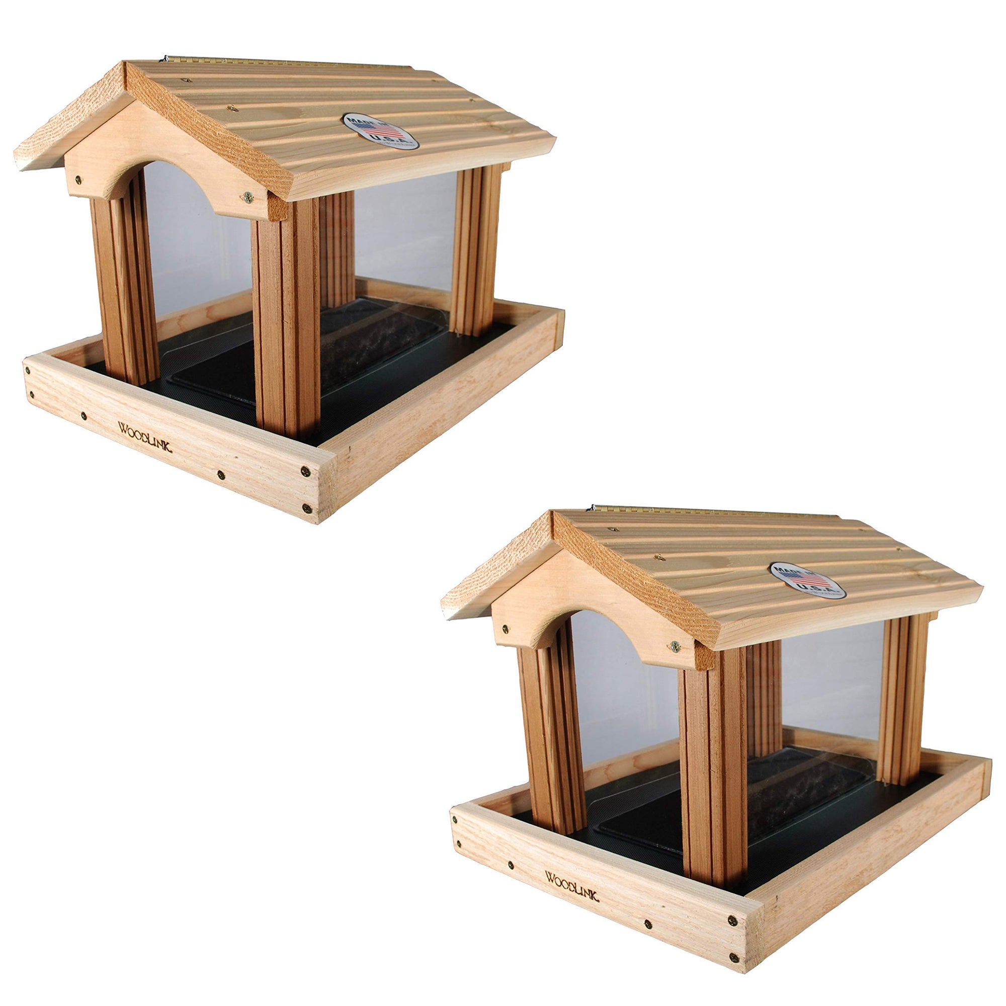 Woodlink PRO4 Premier Large Capacity Ranch Style Cedar Wood Bird Feeder (2 Pack) - VMInnovations