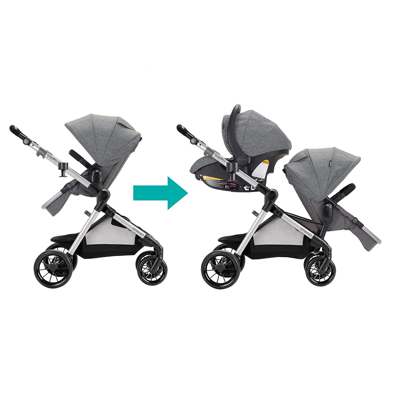 Evenflo Pivot Xpand Modular Travel System with Infant Car Seat, Gray (Open Box)